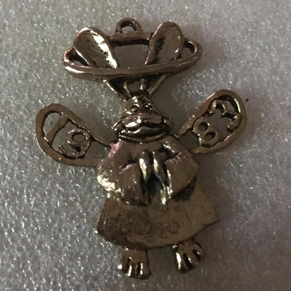 Gold Angel Bunny Pendant Charm Necklace Accent
